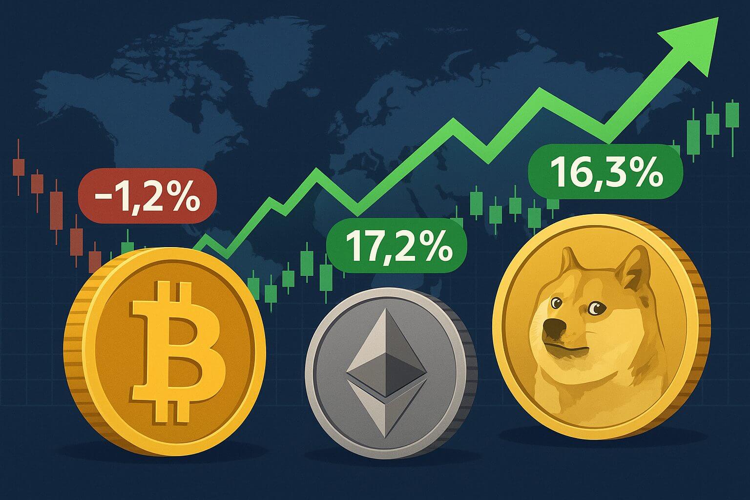 Kryptomarkt leicht im Minus, aber Ethereum und Dogecoin legen deutlich zu