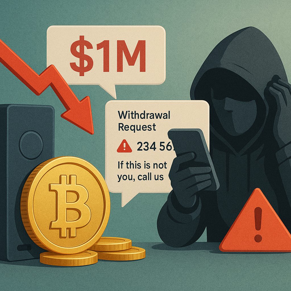 Rüber 1 Million US-Dollar durch gefälschte SMS von Exchanges gestohlen