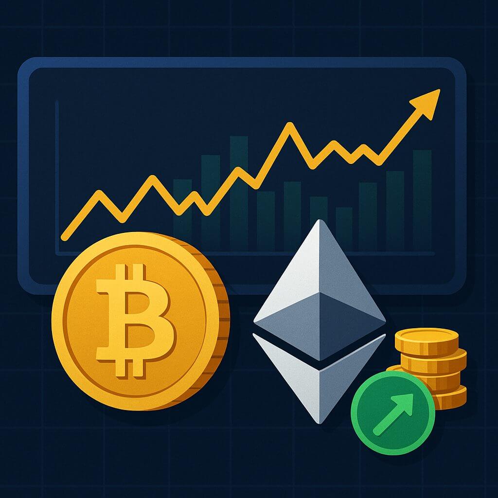Bitcoin und Ethereum steigen leicht, Handelsvolumen bleibt niedrig
