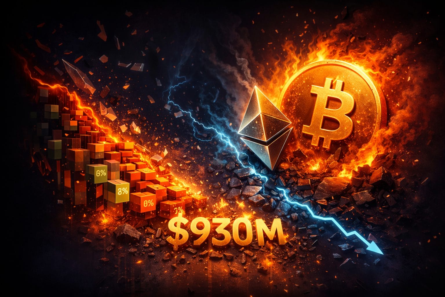 Bitcoin fällt unter 88.000 $, während 930 Millionen $ an Krypto-Positionen liquidiert worden