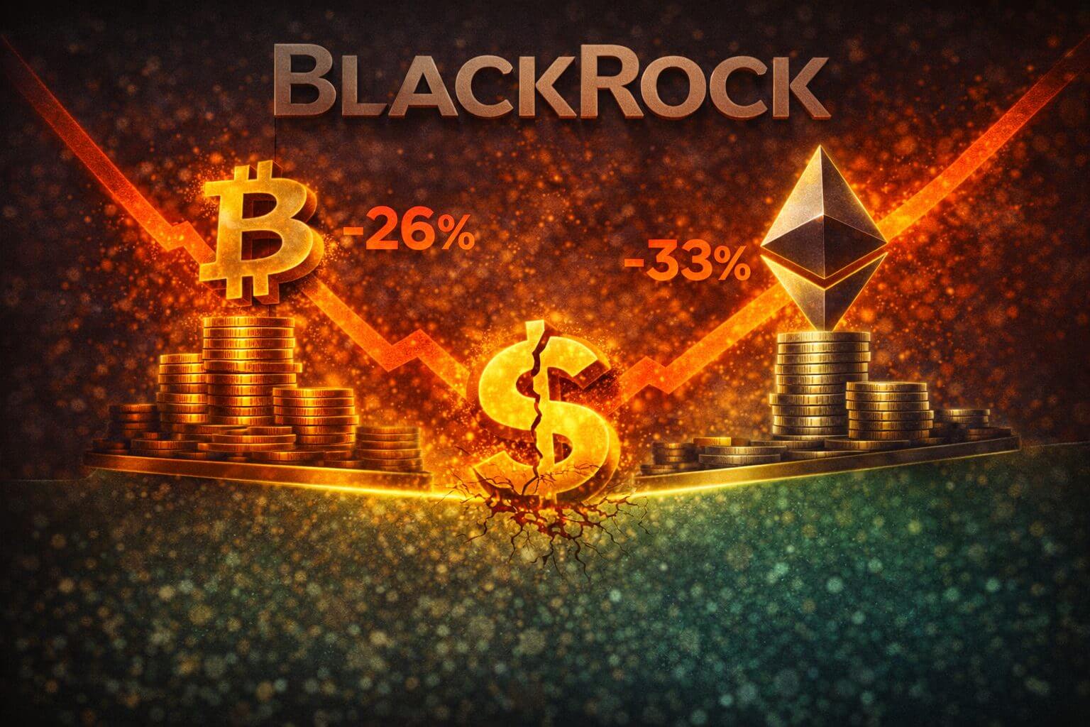 BlackRocks Kryptoportfolio sinkt um 26 %, während die Bitcoin-Position wächst