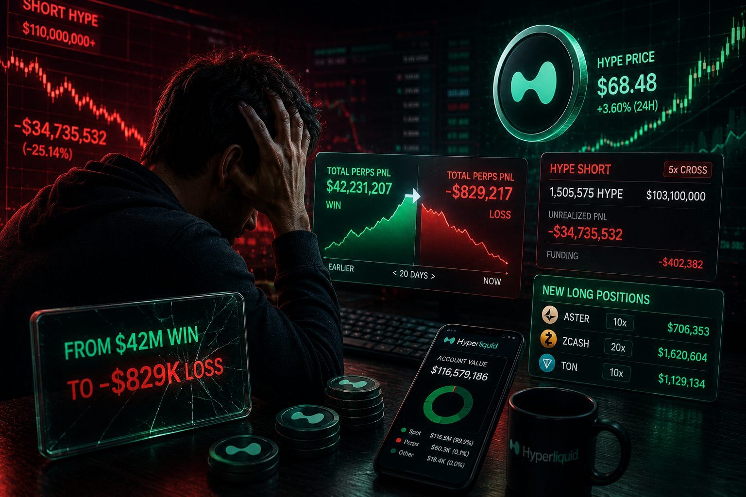 Trader verliert 42 Millionen US-Dollar Gewinn durch Short auf Hyperliquid