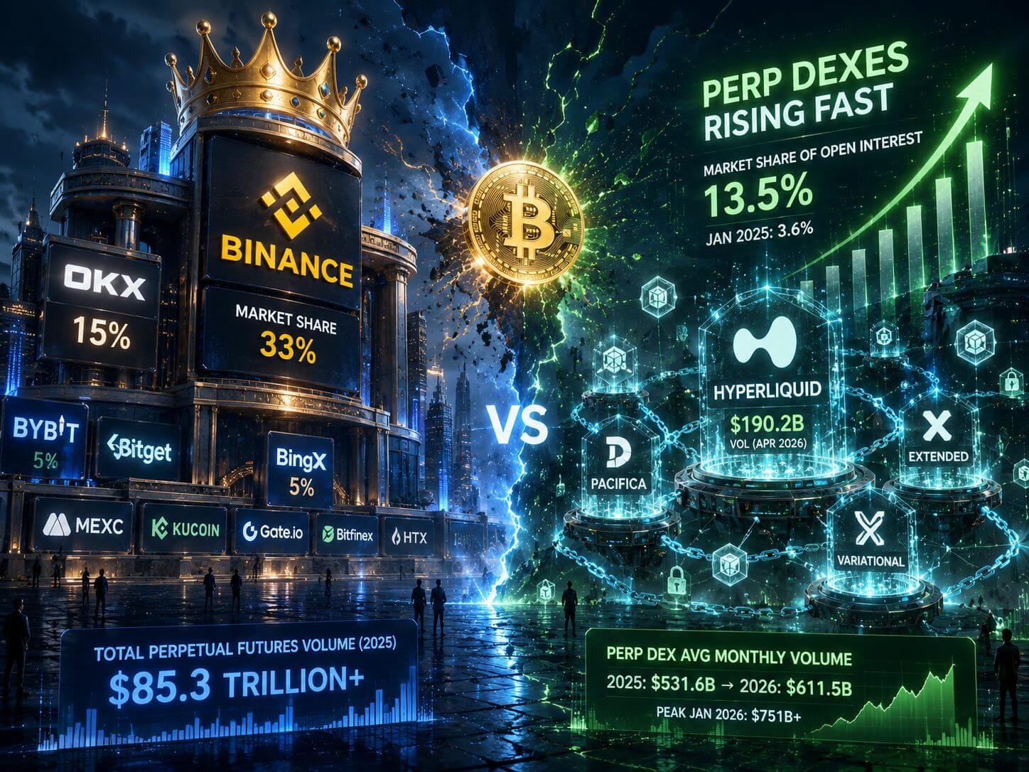 Binance behält Dominanz, während Perp-DEXes schnell wachsen