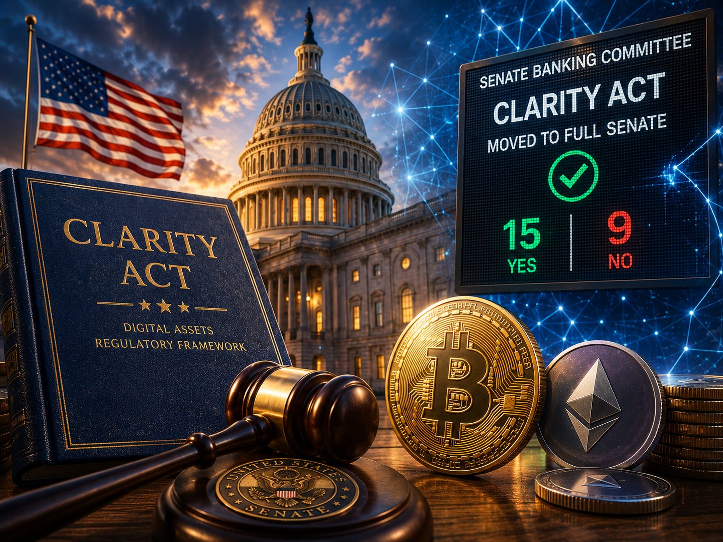 Kryptogesetzgebung in den USA rückt näher, während der Clarity Act in den Senat weitergeleitet wird