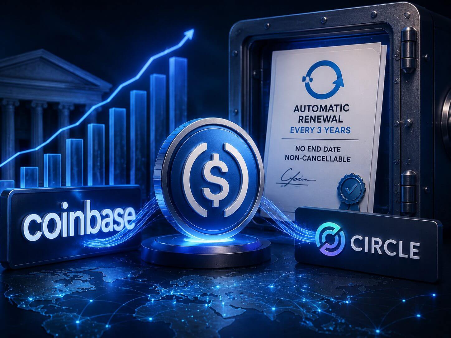 Coinbase setzt auf USDC mit Vertrag ohne Enddatum