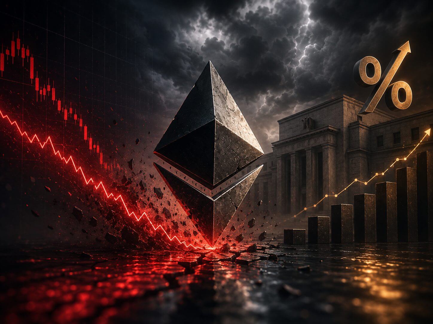 Ethereum fällt um 10 %, während die Makroökonomie den Druck auf den Kryptomarkt erhöht