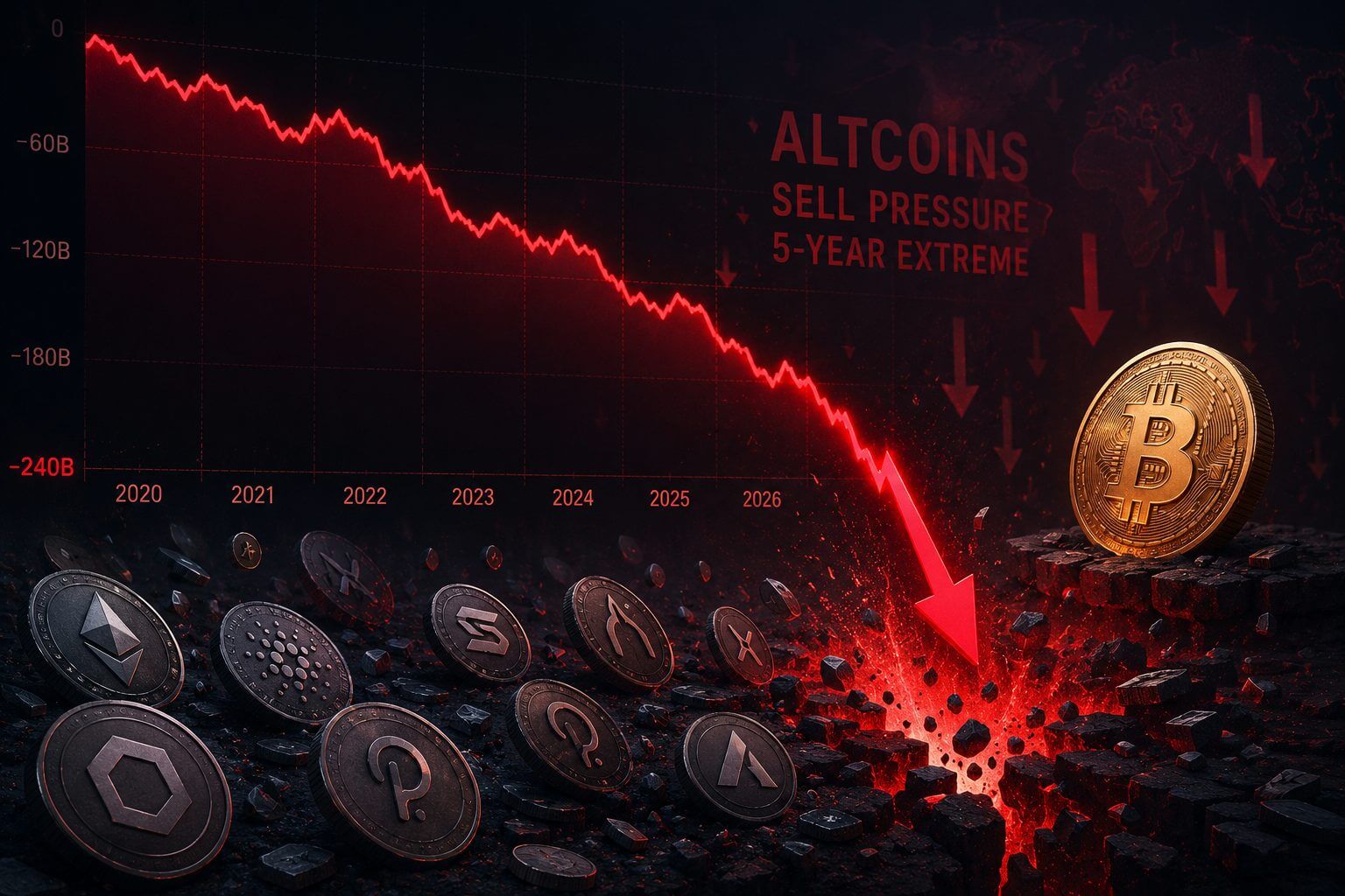Altcoin-Verkaufsdruck erreicht fünfjähriges Extrem auf Spotmärkten