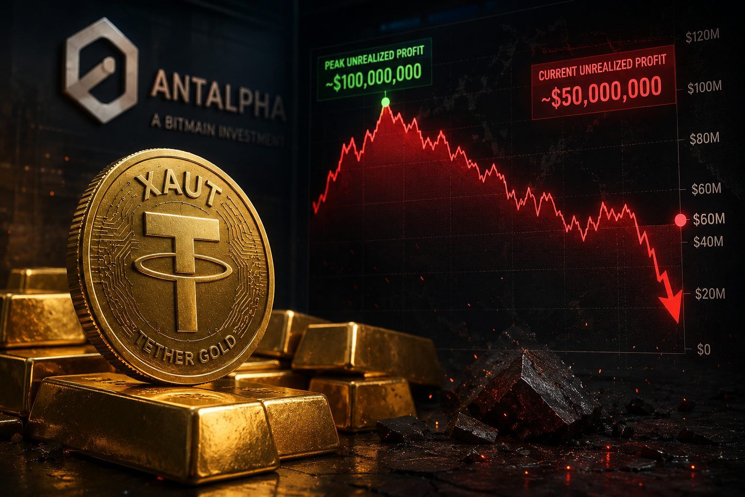 Antalpha sieht 50 Millionen US-Dollar an Papiergewinn auf Goldtoken XAUT verdampfen