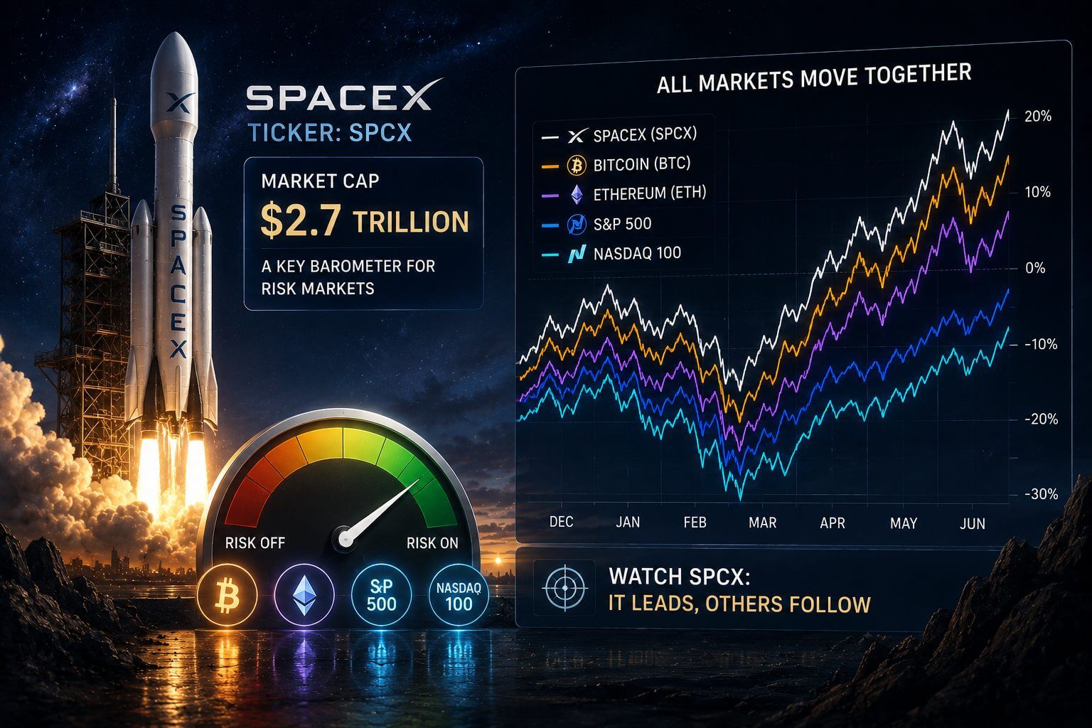 SpaceX-Aktie gilt als wichtigster Risikometer für den Kryptowaehrungsmarkt